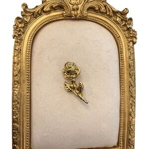 Gold Tone Rose Flower Lapel Pin Hat Brooch Cottagecore Shabby Chic Elegant